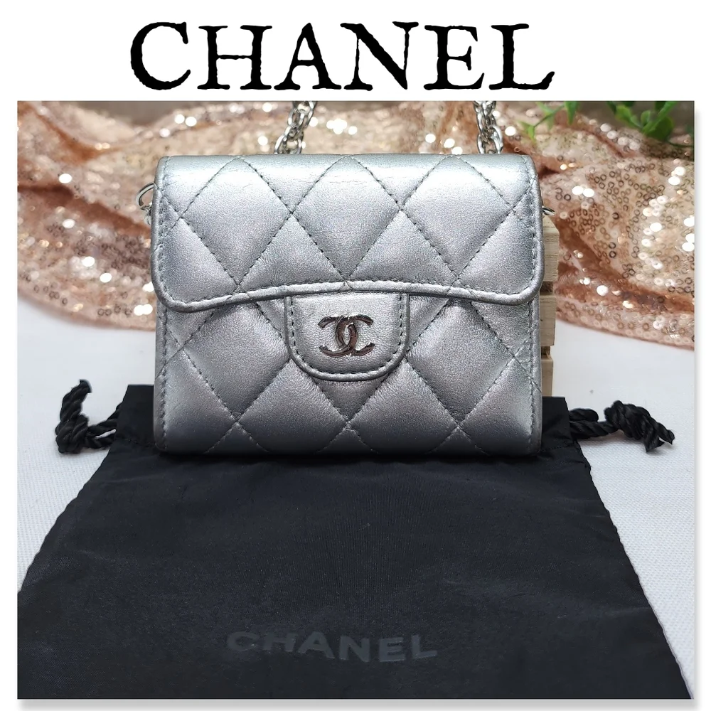 Authentic Chanel Classic Single Flap Small Matelassè Lambskin Leather Wallet COA - Picture 1 of 16